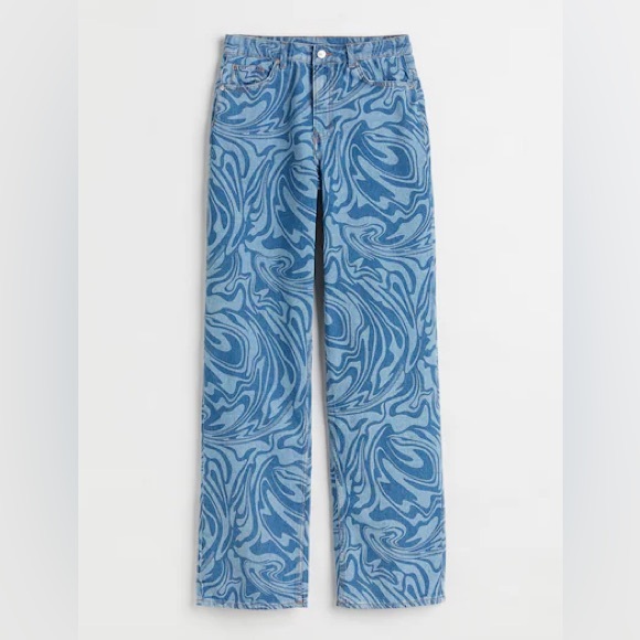 H&M Denim - NWOT! H&M 90s Baggy High Rise Patterned Loose Fit Straight Leg Jeans (Size 0)